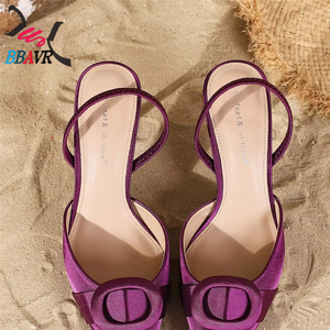 Sandalias de tacón alto marrones para mujer, con punta, de goma expuesta, sin cordones, a la moda, casuales, para banquetes, trabajo, delgadas, sexys, de verano - Product Image 5