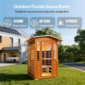 Liquidación de Fábrica: Sauna de Vapor Seco de Madera Maciza de Cedro Rojo Canadiense de 2.2KW con Infrarrojos Lejanos para Exteriores - Product Image 3