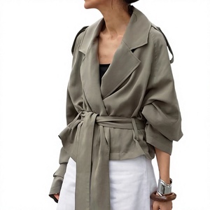 Cappotto <span class=keywords><strong>Trench</strong></span> Elegante da <span class=keywords><strong>Donna</strong></span> Personalizzato con Cintura e Ampio Risvolto, Foderato in Pile di Poliestere, Versatile e Casual per l'Autunno - Product Image 1