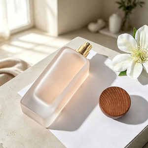 Botella de Perfume de Vidrio Esmerilado Personalizada de 100 ml, Diseño Cuadrado con Tapa de Madera para Marcas de Perfumes Premium - Product Image 5