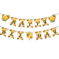 Decoraciones de Cumpleaños con Temática de Abejas, Pancarta de Feliz Cumpleaños, Adorno para Cupcakes de Abeja, Globo, Abeja Amarilla, Artículos para Fiestas de Baby Shower