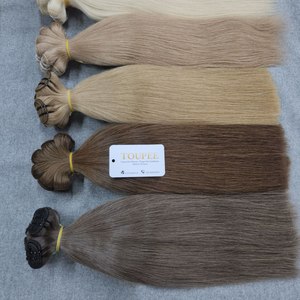 Toupet Cheveux Naturel Droit Soyeux Droite Vague Style Trame Extensions de Cheveux Machine Double Trame Texture Profonde - Product Image 1