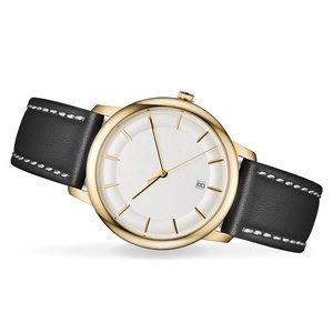 Cassa piatta orologio da donna Business con raffinato Understatement senza tempo eleganza cinturino in pelle zaffiro al quarzo - Product Image 6