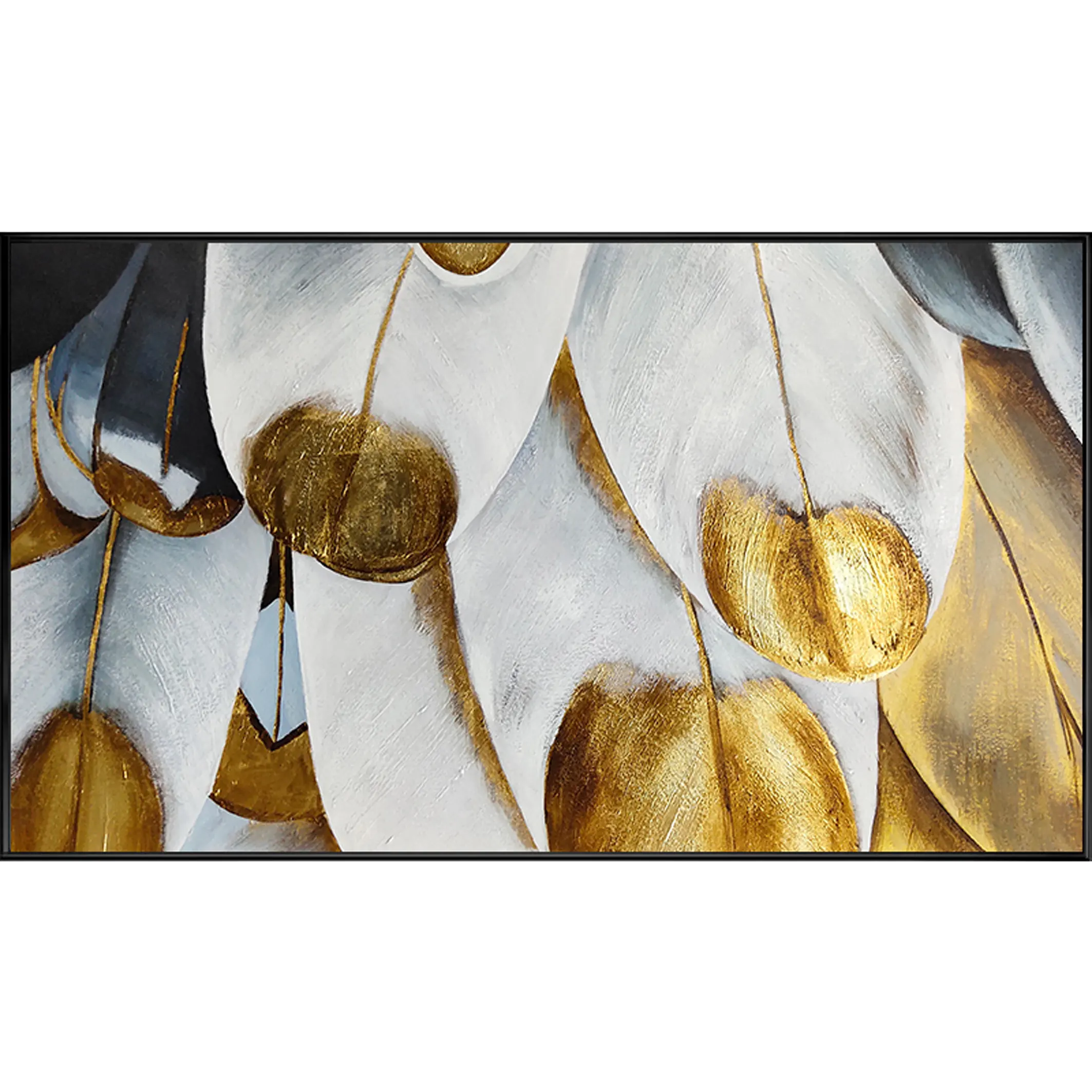 Large sizes gold plant painting canvas frame high quality wall art 100% pure hand-painted wall decoration