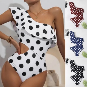 ชุดว่ายน้ำวันพีซแบบสั่งทำสำหรับผู้หญิง ลดราคาสุดฮอต ลายจุดเซ็กซี่ พร้อมระบายชายหาด - Product Image 4