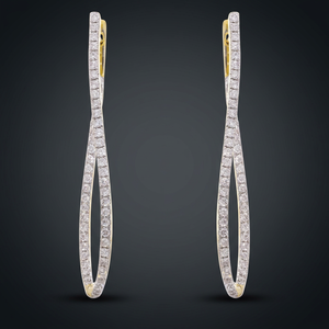 Elegancia Diaria: Anillo de Oro Amarillo de 14K con Baño de Rodio y Diamantes Naturales de Corte Brillante, Diseño Simétrico Trenzado, para Aniversario de Bodas - Product Image 1