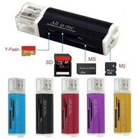 Lector de Tarjetas USB Multifuncional Colorido, Mini Adaptador Portátil para Tarjetas TF/SD/MS/M2 para Computadoras y Laptops/USB2.0 de Alta Velocidad 480Mbps