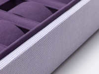 Plateau de rangement pour montres avec housse en tissu microfibre violette, support personnalisé avec logo pour boutique de détail