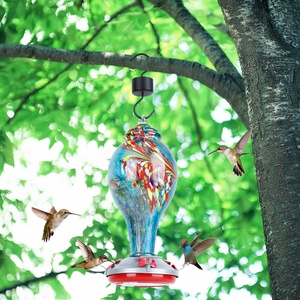 Comedero para Colibríes de Vidrio Resistente al Agua para Decoración de Jardín Exterior en Azul y Rojo - Product Image 6