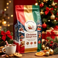 Sachet Doypack de Noël personnalisé imprimé en héliogravure, haute résistance à l'humidité, en BOPP Nylon refermable avec fermeture Ziplock pour biscuits, noix et chocolat