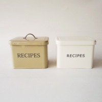 Organizador de Tarjeta de Recetas de Metal, caja de hojalata con tarjetas y divisores