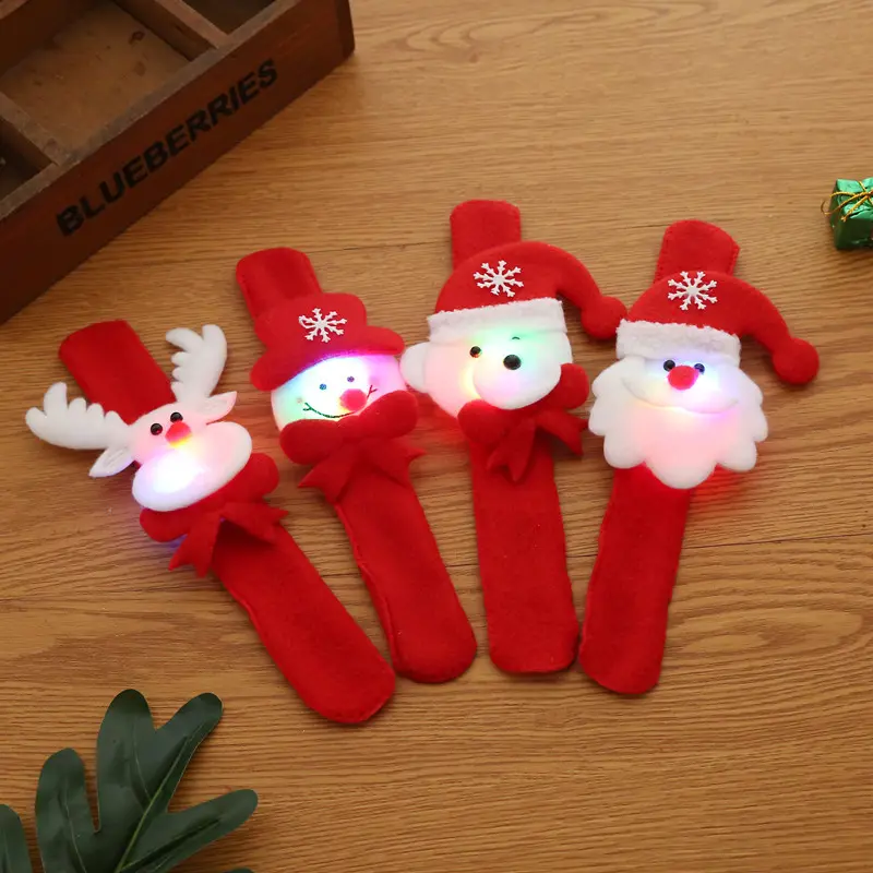 Рождественские аксессуары, детский подарок, браслет с хлопком и легкими рождественскими плюшевыми хлопками