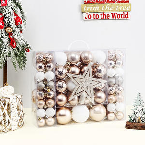 3-19cm Ensemble 87 Pcs Pvc Boîte Emballage Brillant Mat Or Boule Creuse Arbre De Noël Ornements Décoration Boule - Product Image 5