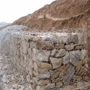 Barrière galvanisée et enduite de cage de panier de Gabion de pierre de grillage de PVC pour le mur de soutènement sur la rive de la rivière