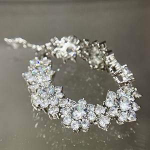 Full Diamond Sunflower Synthetic Moissanite Women Bracelet Luxury Heavy Craft Flower Shape <b>Bangle</b> High-end Elegant Jewelry - Product Image 1