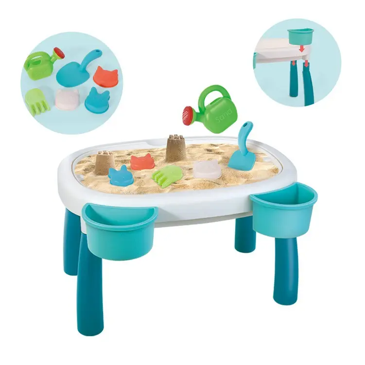Toddler Activity 4 Animal Sand Molds Beach Game Luxury Kid Sand And Water Table Desk With13 Pcs Accessories