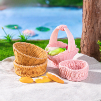 Panier en rotin miniature créatif de simulation pour micro-paysage, modèle miniature, petit ornement, vente en gros