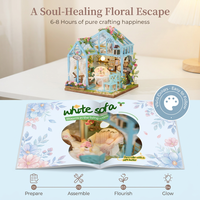 Kit de maison miniature IIECREATE K-1082 Floral Reverie, puzzle en bois 3D, modèle de maison de poupée en bois, kit DIY, maison de fleurs, cadeau pour adultes