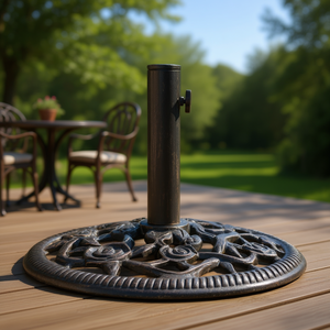 Base per Ombrellone da Patio in Ghisa, Rotonda 18.9 Pollici, Design Tradizionale per Uso Esterno - Product Image 2