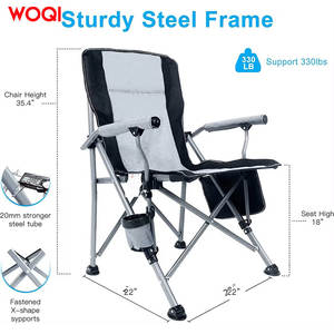 Silla Plegable para Exteriores Woqi, Marco de Aluminio, Tela Oxford, Respaldo Alto, Silla de Jardín, Camping, Playa, con Portavasos - Product Image 2