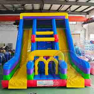 Toboggan gonflable double, combo durable en PVC, parc d'attractions gonflable avec zone d'<span class=keywords><strong>escalade</strong></span> pour le plaisir en plein air - Product Image 3