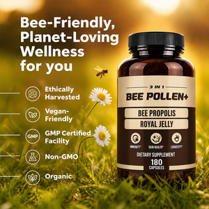 Capsules de <span class=keywords><strong>pollen</strong></span> <span class=keywords><strong>d</strong></span>'<span class=keywords><strong>abeille</strong></span> biologique 3-en-1 avec propolis et gelée royale, complément immunitaire pour adultes - Product Image 5