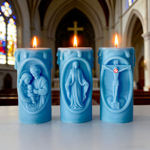 Bougie parfumée sculptée en 3D représentant la Sainte Famille, ornement de bureau pour la décoration de l'église et de la maison - Product Image 1