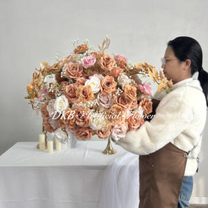 ลูกบอลดอกไม้สำหรับงานแต่งงานหรูหราลูกบอลดอกไม้ประดิษฐ์สีดอกกุหลาบเทียมสำหรับตกแต่งงานแต่งงาน - Product Image 6