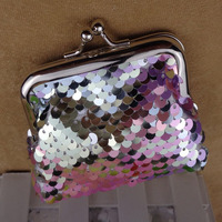 Vente chaude paillettes colorées porte-monnaie petits sacs d'argent avec fermoir à paillettes Double face Mini portefeuille de rangement pour les filles
