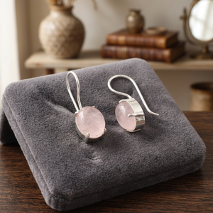 Boucles d'oreilles en quartz rose, faites à la main par un créateur, en argent sterling 925, pour femmes et filles, à porter lors de fêtes. - Product Image 1
