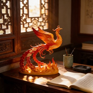 Ornamento Fenice, Simbolo di Rigenerazione e Speranza, Adatto per Regali o Decorazioni, Artigianato in Bronzo Personalizzato da Bozhi Art - Product Image 2