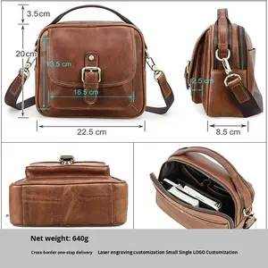 Usine vente chaude hommes Vintage en cuir véritable bandoulière sac de <span class=keywords><strong>messager</strong></span> nouveau sac à bandoulière pour hommes sac à main de luxe - Product Image 5