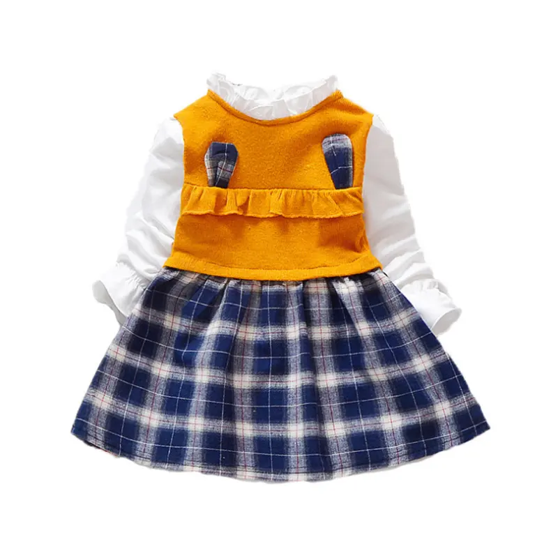 Los niños vestido de niña 0-3 años las niñas vestidos de manga larga encantadora niños vestidos para niñas