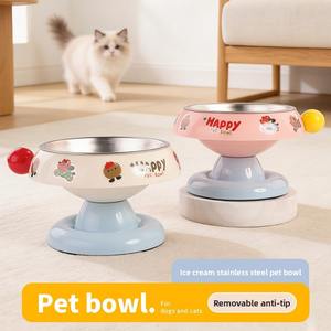 Tazón para Gatos en Oferta, Antideslizante, con Patas Altas para Protección del Cuello, Anti-Manchas en la Barbilla, Comedero para Mascotas Pequeñas - Product Image 3