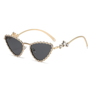Cat Eye <b>Sunglasses</b> For Women Rhinestone Metal Frame UV400 Protection Party Outings Driving Stage Performances - Product Image 1
