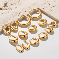 Boucles d'oreilles creuses en acier inoxydable électroplaqué style INS euro-américain, dorées en titane, pour femmes