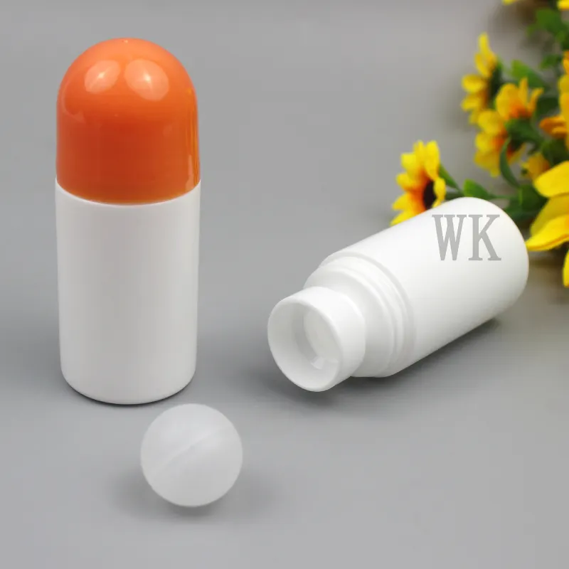 60ml Sample Empty HDPE Plastic Roll On Bottles Plastic Roller Ball Portable Travel Deodorant Roll On Container Outdoors