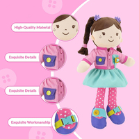 Poupée en peluche éducative Montessori de haute qualité, personnalisée, 15 pouces, pour apprendre à s'habiller, avec veste rose, pour les tout-petits, les bébés filles