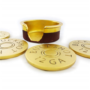 Conjunto de 5 Porta-Copos de Poliresina/Resina em Formato de Cartucho de Espingarda Calibre <span class=keywords><strong>12</strong></span> com Base para Decoração de Man Cave - Product Image 3