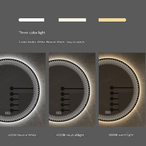 Miroir rond décoratif personnalisé pour hôtel, salle <span class=keywords><strong>de</strong></span> bain, salon, miroir mural moderne avec interrupteur tactile et éclairage LED - Product Image 6