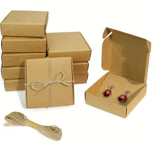 다크 브라운 크래프트 종이 보석 선물 상자 포장 디스플레이 목걸이 귀걸이 반지 팔찌 실용적인 편리한 용품