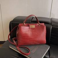 Sac à main bandoulière Aijiang en PU motif pierre style coréen, forme carrée, avec fermeture à loquet, nouvelle collection 2025, élégant et polyvalent