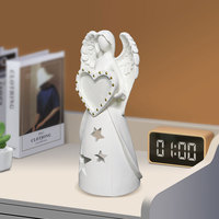 Figurine d'ange en résine avec cadre photo en forme de cœur, ornement de table de Noël, décoration de bureau, souvenir, cadeau