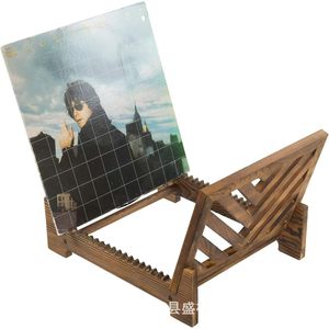Wooden <b>Record</b> Rack Stained Glass CD Display <b>Stand</b> Multipurpose Storage Shelf for Vinyl <b>Records</b> and CDs - Product Image 3