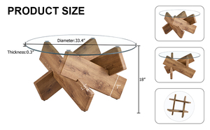 Modern Wooden Frame Glass Coffee <b>Table</b> with Tempered Glass Top Durable and Eco-Friendly for Living Room and Dining Areas - Product Image 6