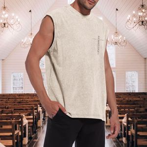 FOXA Tank <b>Top</b> Men Vintage Bible Verse <b>Cross</b> Graphic Sleeveless Muscle Shirt Breathable Cotton Workout <b>Top</b> - Product Image 6
