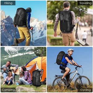 Sac à dos pliable étanche avec fermeture à glissière sac d'hydratation de jour pour les sports de plein air compressible et fait de doublure en polyester - Product Image 6