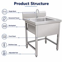 Évier de cuisine pratique à cuve unique avec design d'angle arrondi et trou de trop-plein pour les tâches quotidiennes de lavage de la vaisselle