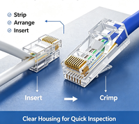 Conector Modular RJ45 Sin Blindaje del Fabricante, CAT6/CAT5E, Transparente, para Cable de Red, Contactos Chapados en Oro, Certificado RoHS