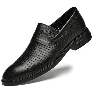 Chaussures d'été pour hommes en cuir véritable ajouré, respirantes et confortables, idéales pour le bureau et les affaires - Product Image 1